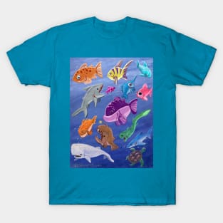 Scuba Sketch: Slate Fulla Fishies T-Shirt